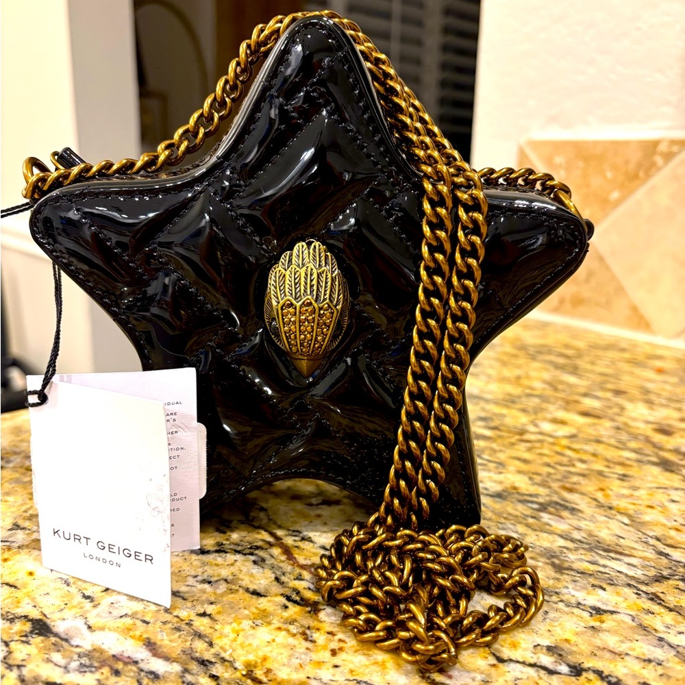 Kurt Geiger London Black and Gold Kensington Mini Star Bag